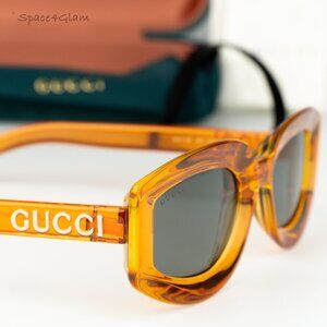 BRAND NEW Gucci GG1719S 005 Orange Grey Women Square Sunglasses GG 1719S